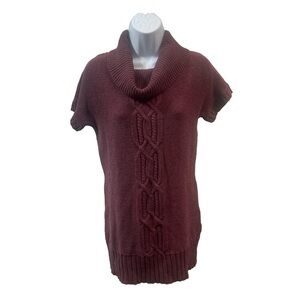Athleta Tisbury Tunic Cable Knit 5% Cashmere Cowl Neck Short Sleeve Sweater XS